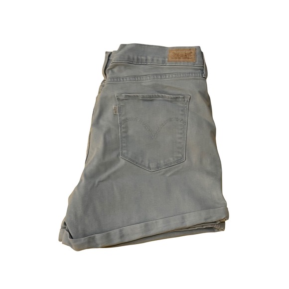 Levi's Denim Shorts Women 32 Light Blue Gray Good Cuffed Mid Rise 5-Pocket - Picture 6 of 6